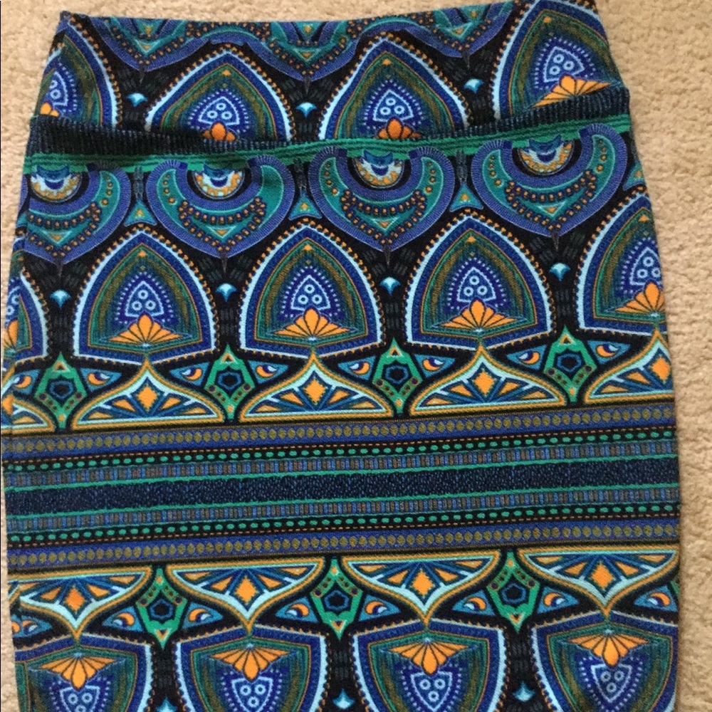 🌀Lularoe Cassie skirt 3x 3xl black blue teal
